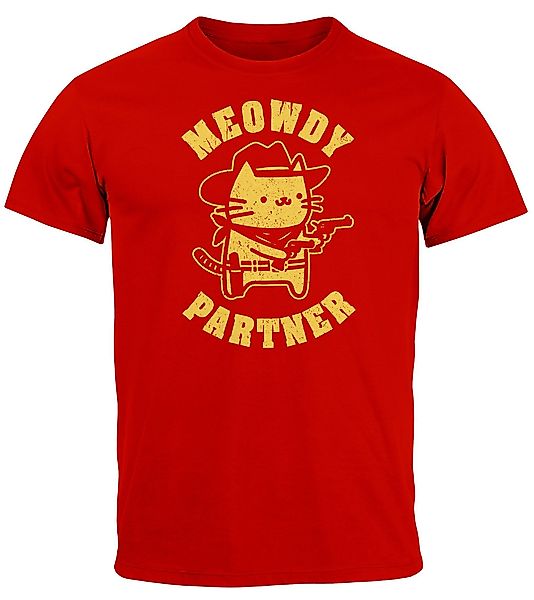 MoonWorks Print-Shirt Herren T-Shirt Meowdy Partner günstig online kaufen
