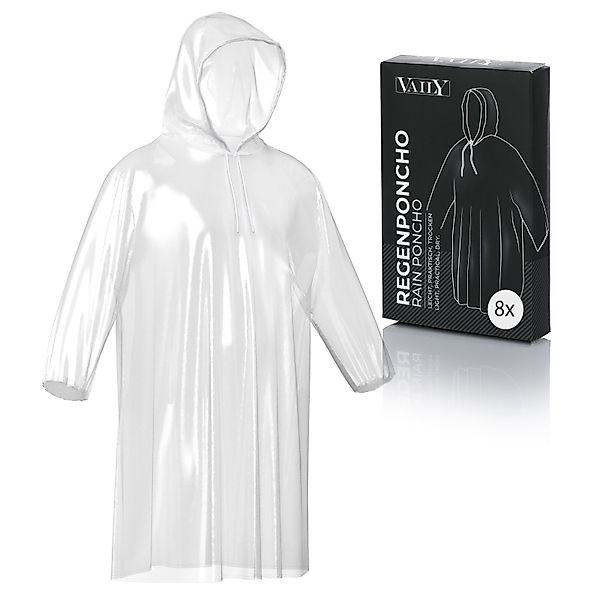 Vaily Regenponcho Einweg-Regenjacke 8er Pack Transparentes günstig online kaufen