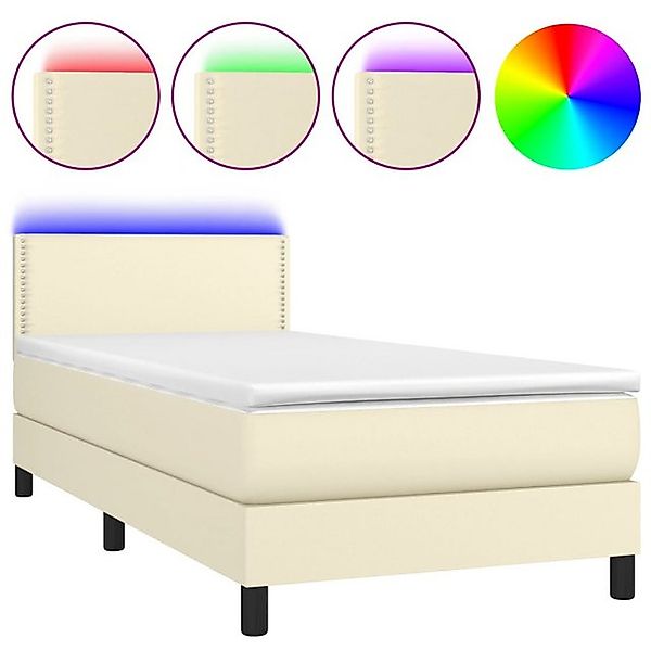 vidaXL Boxspringbett, Boxspringbett mit Matratze & LED Creme 100x200 cm Kun günstig online kaufen