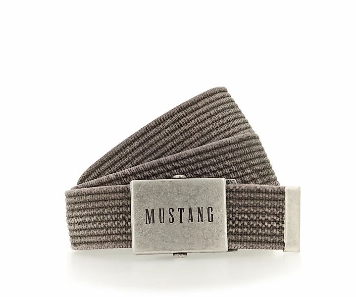 MUSTANG Stoffgürtel, Gewaschenes Rillenband, Klemmverschluss aus mattem Sil günstig online kaufen