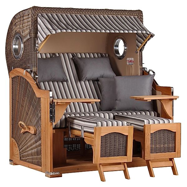 GarWoh Strandkorb Rantum Grande Teak PE Grey Dessin 545 günstig online kaufen