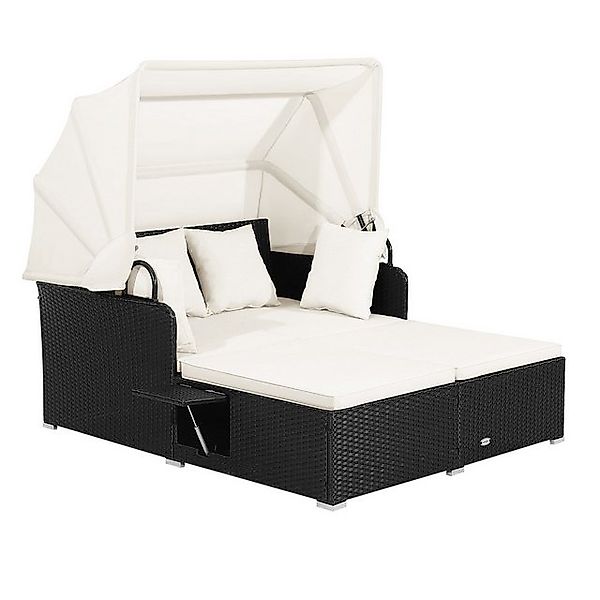 COSTWAY Loungebett, Rattan, 2-Personen, mit einziehbarem Sonnendach, Kissen günstig online kaufen