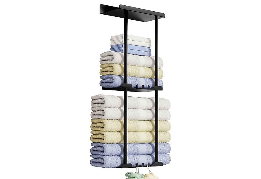 NUODWELL Handtuchhalter Ohne Bohren Wand Bad Handtuchregal Matt mit 6 Handt günstig online kaufen