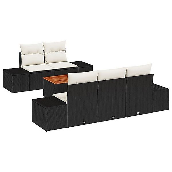 vidaXL Loungesofa 6-teiliges Garten-Sofa-Set mit Kissen in Schwarz Poly-Rat günstig online kaufen