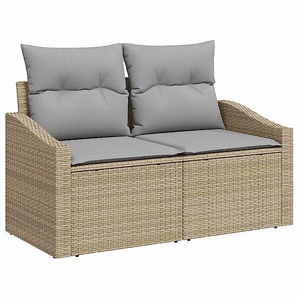 vidaXL Gartensofa-Set mit Kissen mit Speicher 9 Stk Beige Poly Rattan 33646 günstig online kaufen
