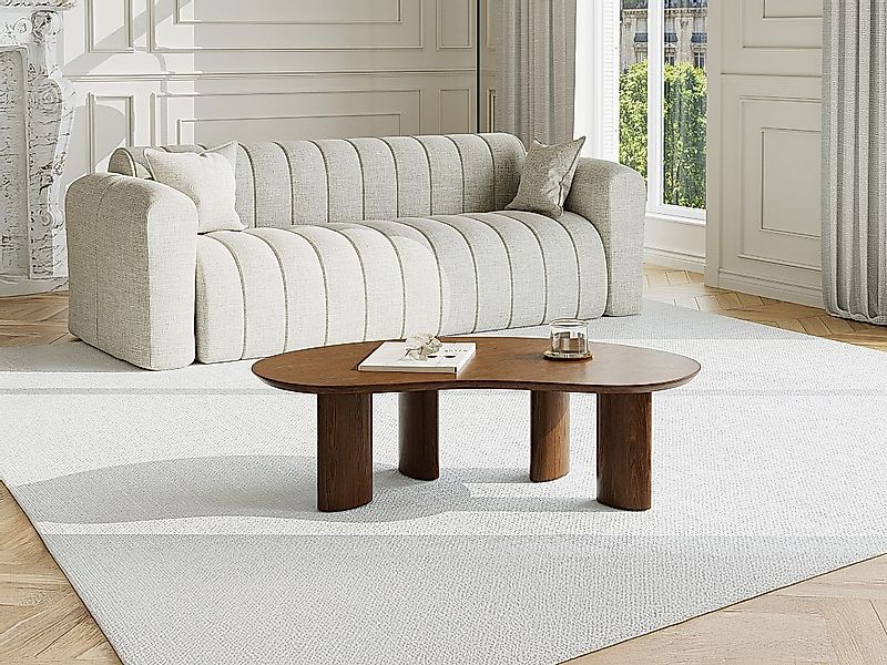 Couchtisch mit Walnussfurnier - Dunkles Naturholz - CALYNOR günstig online kaufen