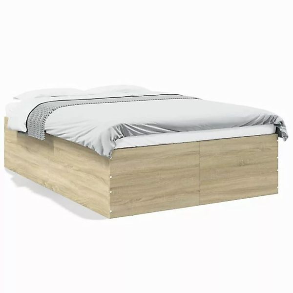 vidaXL Bettgestell, Bettrahmen Räuchereiche 135x190 cm Holzwerkstoff günstig online kaufen