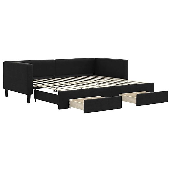 vidaXL Tagesbett Ausziehbar mit Schubladen Schwarz 90x200 cm Stoff1886806 günstig online kaufen