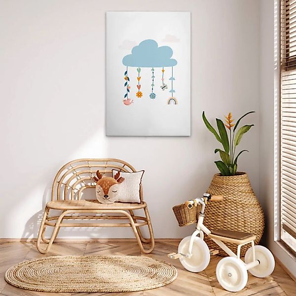 A.S. Création Leinwandbild "Flower Bunny 1 - Wandbild Weiß Bunt Blau Keilra günstig online kaufen