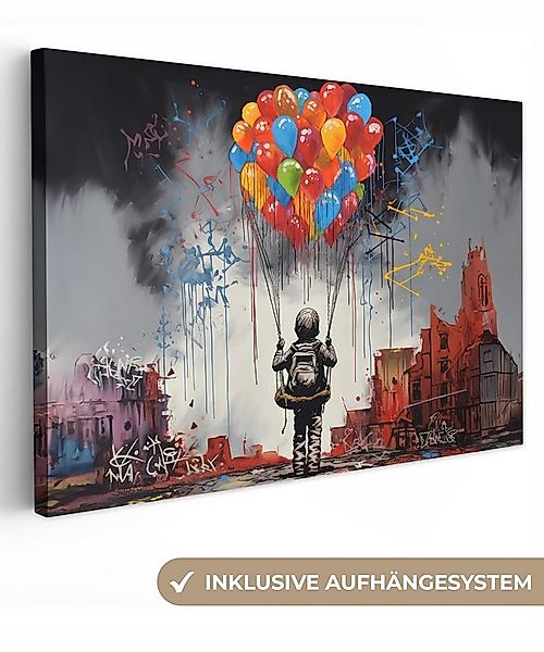 OneMillionCanvasses® Leinwandbild Junge - Luftballons - Bauwerke - Kunst, F günstig online kaufen