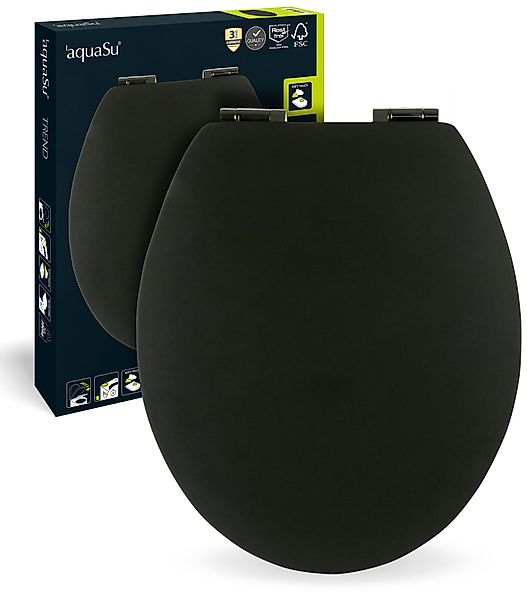 SANITOP WINGENROTH WC-Sitz Einfarbig, Schwarz, Holzkern, günstig online kaufen