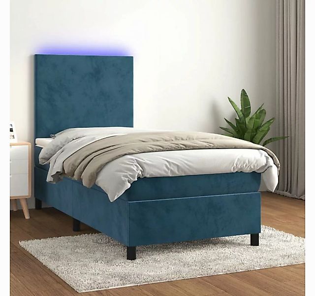 vidaXL Boxspringbett Boxspringbett mit Matratze LED Dunkelblau 90x190 cm Sa günstig online kaufen