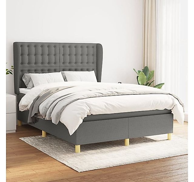 vidaXL Boxspringbett Boxspringbett mit Matratze Dunkelgrau 140x190 cm Stoff günstig online kaufen