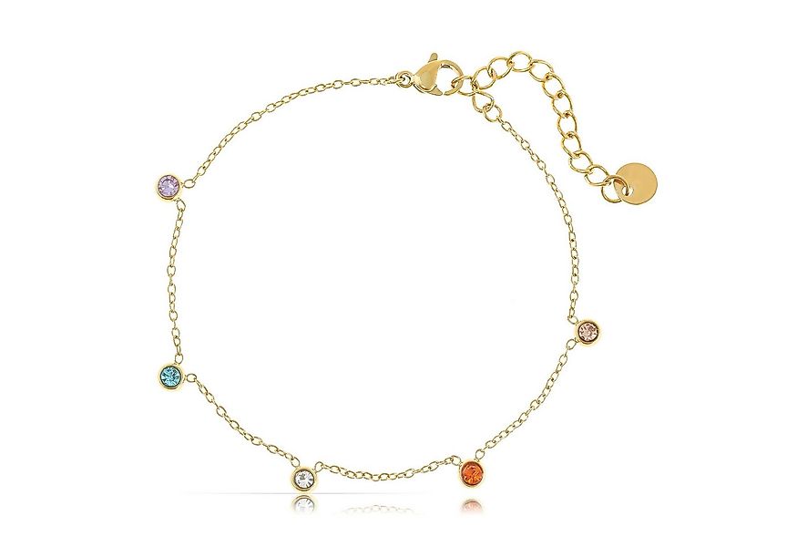 Made by Nami Edelstahlarmband Boho Damen Gold mit bunten Edelstein Anhänger günstig online kaufen