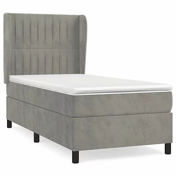 vidaXL Boxspringbett Boxspringbett mit Matratze Hellgrau 90x200 cm Samt Bet günstig online kaufen