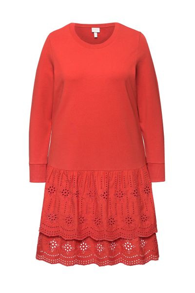 Ulla Popken Midikleid Sweatkleid Spitze Rundhals günstig online kaufen