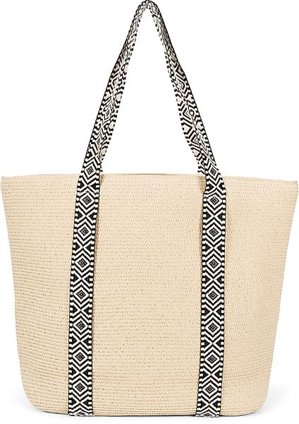 styleBREAKER Strandtasche Papierstroh Strandtasche Azteken Muster günstig online kaufen