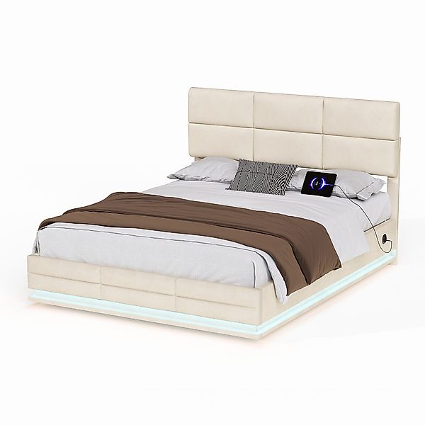 OKWISH Polsterbett Doppelbett Stauraumbett mit Lattenrost günstig online kaufen