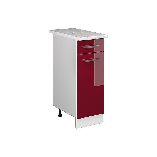 Vicco Küchenunterschrank R-Line Bordeaux Hochglanz/Weiß 30 cm AP Marmor günstig online kaufen