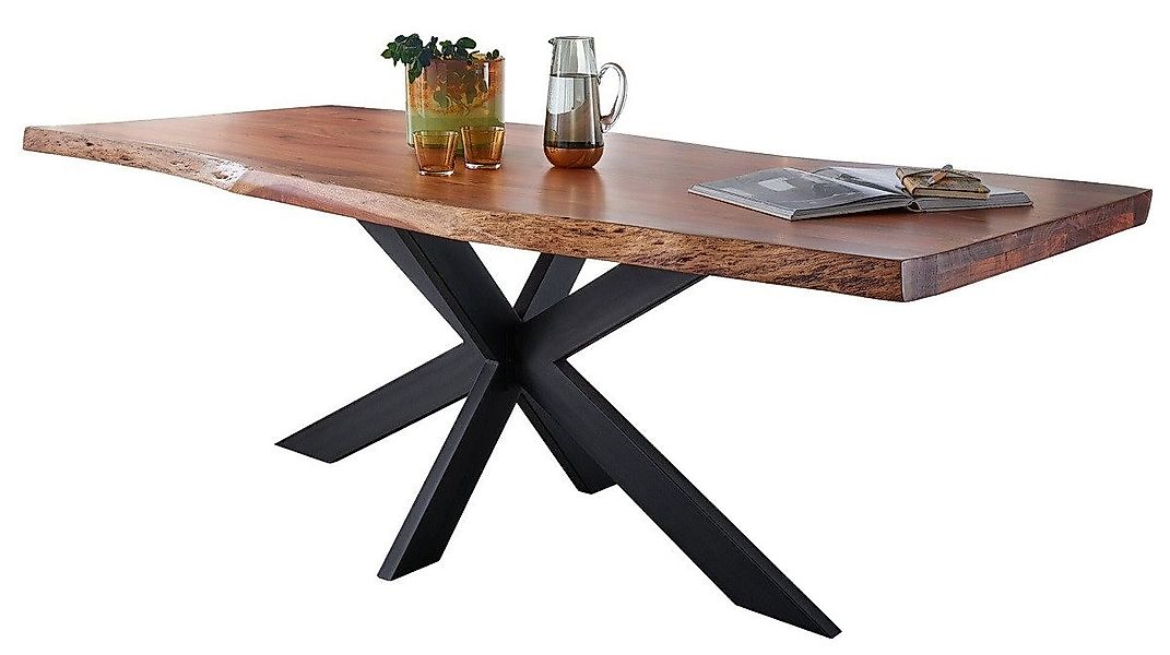 Main Möbel Esstisch Baumtisch "Pune" 220x100cm Akazie & Eisen schwarz günstig online kaufen