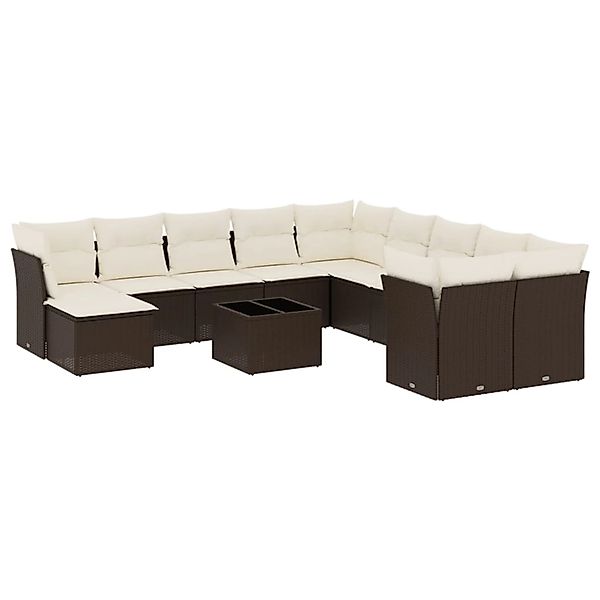 vidaXL 12-Tlg Garten-Sofagarnitur mit Kissen Braun Poly Rattan 3218623 günstig online kaufen
