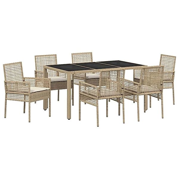 vidaXL Garten Essgruppe 7-Tlg Beige Poly Rattan 3334890 günstig online kaufen