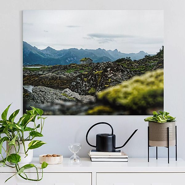Leinwandbild Einsame Hütte in Norwegen günstig online kaufen