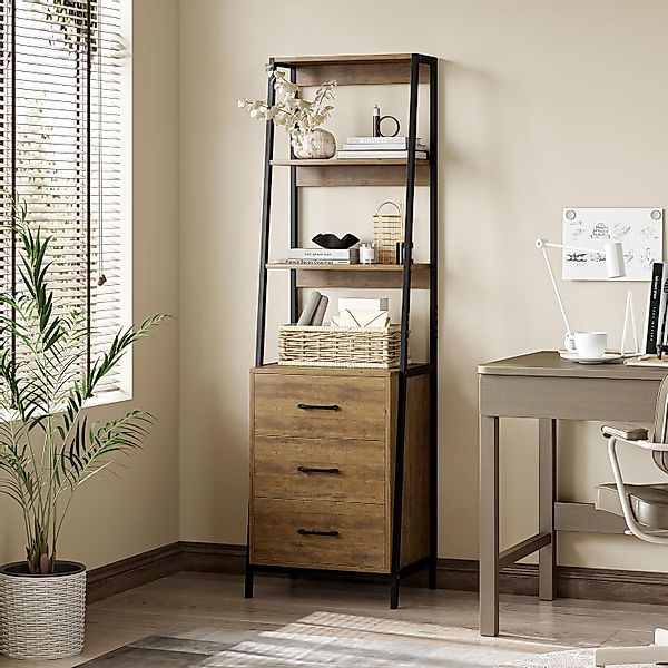 HOMECHO Bücherregal, Standregal Holz&Metallgestell Büroregal 3 günstig online kaufen