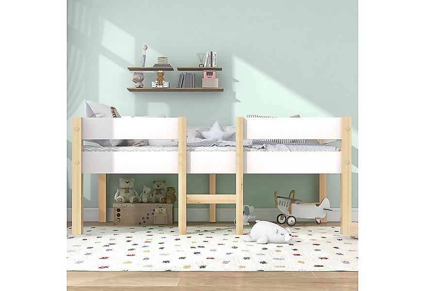 Merax Etagenbett aus Kiefer mit Stauraum, Kinderbett mit Rausfallschutz, Ho günstig online kaufen