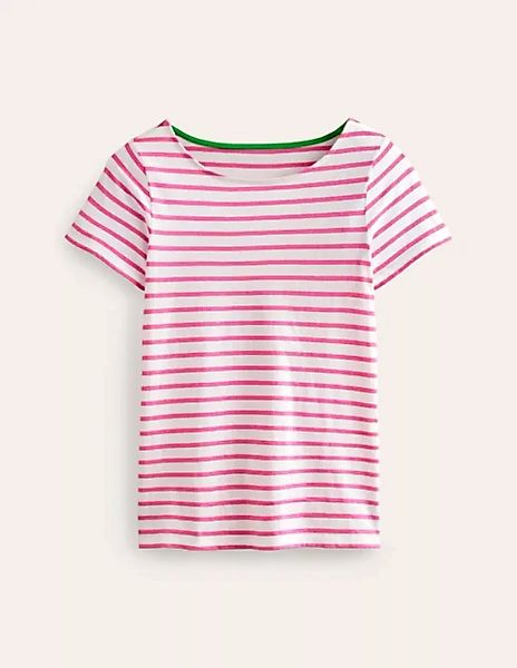 Ella Bretonshirt mit kurzen Ärmeln Damen Boden, Naturweiß, Rosa günstig online kaufen