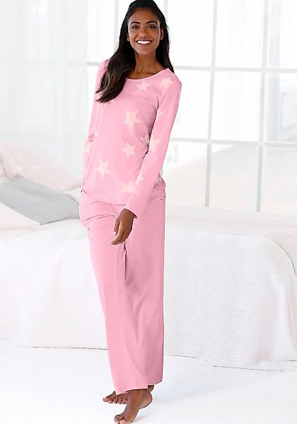 Arizona Pyjama 2 Stk. tlg., in melierter Optik mit Sternen günstig online kaufen