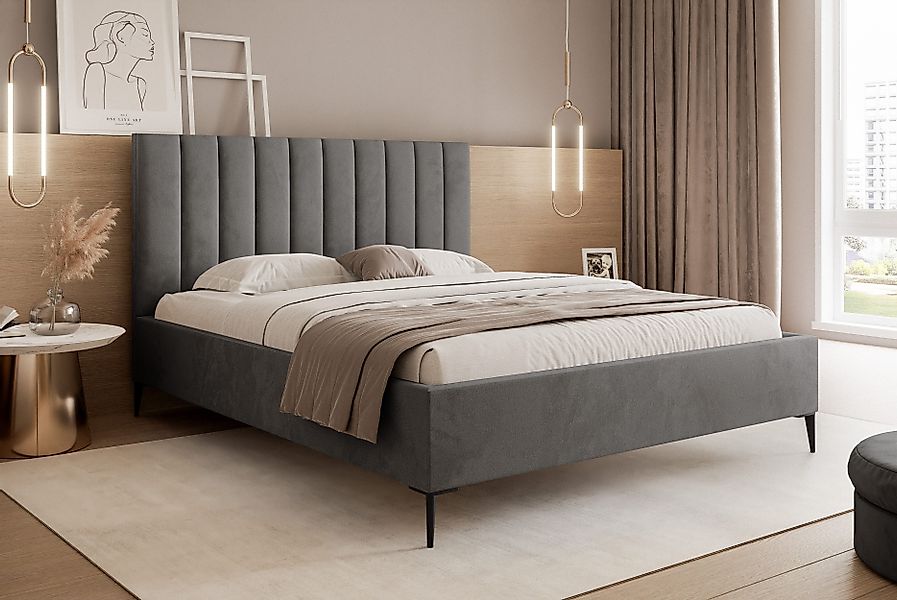 Goldstoff Polsterbett Elegantes Bett mit hohem günstig online kaufen