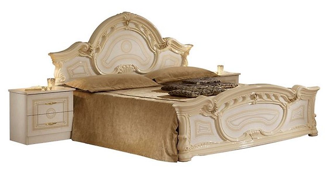 JVmoebel Bett Hochwertiges Polster Betten Doppel Holz Ehe 160x200cm Beige, günstig online kaufen