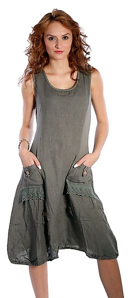 Charis Moda Sommerkleid Leinen Kleid ärmellos günstig online kaufen