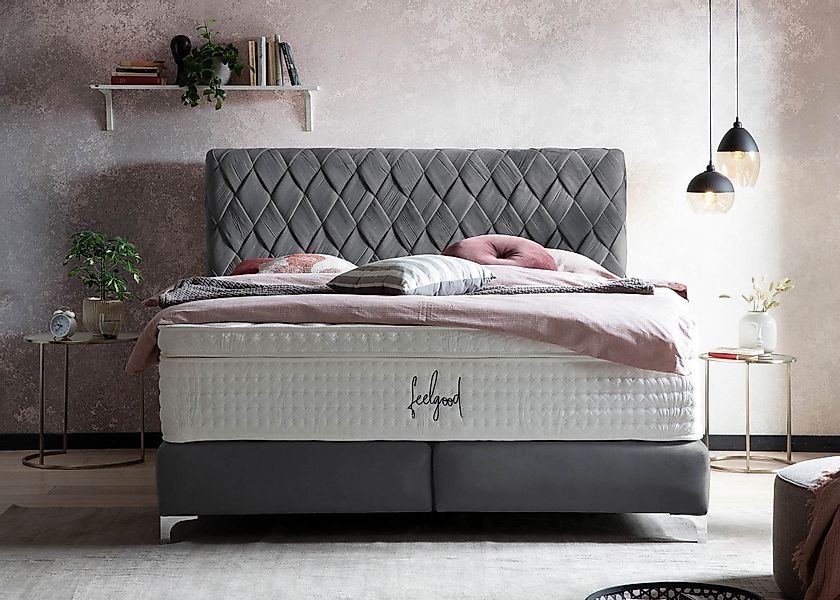 BettCo Boxspringbett Lyon (in Dunkelgrau Velours, günstig online kaufen