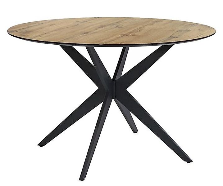 Esstisch rund 120 cm Wildeiche Dekor / Gestell Schwarz günstig online kaufen