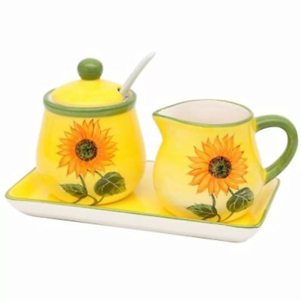DEKOHELDEN24 Milch- und Zuckerdose mit Löffel, Sonnenblume in gelb / grün, günstig online kaufen