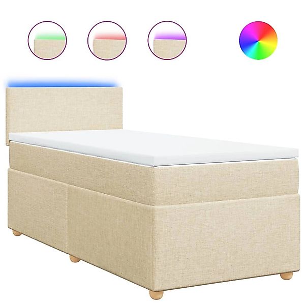 vidaXL Boxspringbett mit Matratze Creme 90x200 cm Stoff 3288861 günstig online kaufen