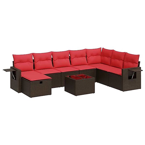 vidaXL 9-Tlg Garten-Sofagarnitur mit Kissen Braun Poly Rattan 3325550 günstig online kaufen