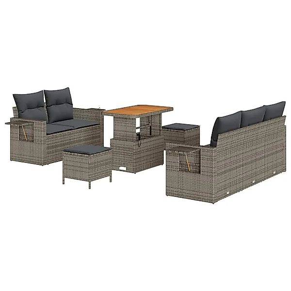 vidaXL Gartensofa-set mit Kissen 10-Tlg Grau Poly-Rattan 3363643 günstig online kaufen