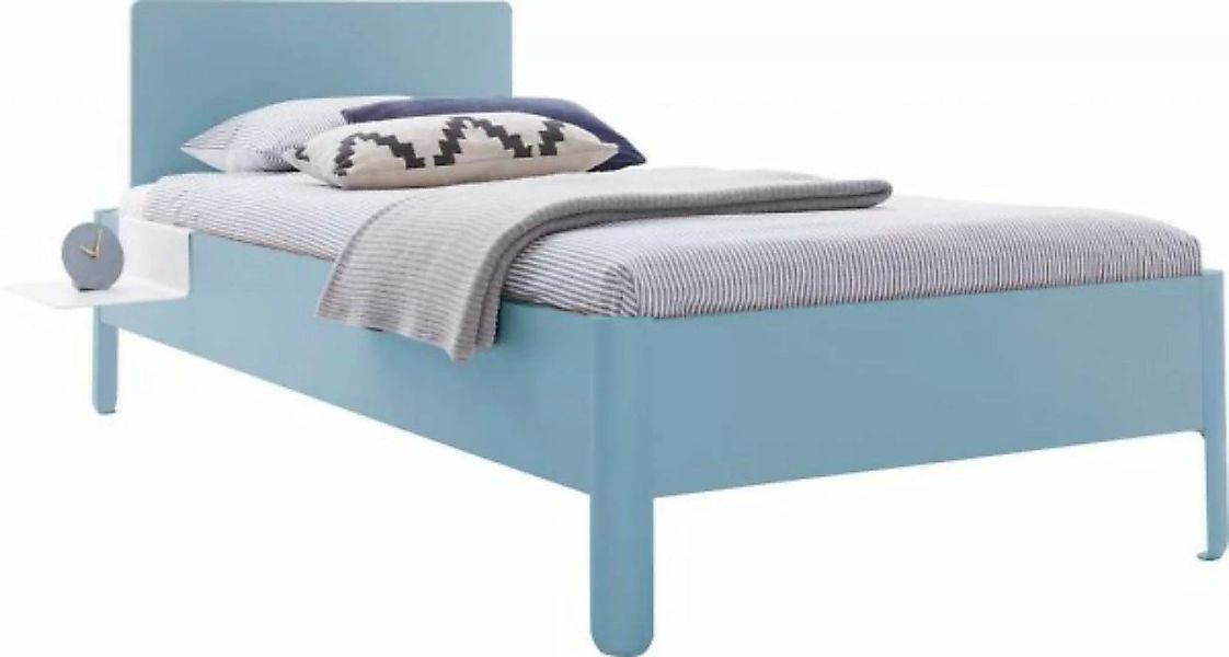 NAIT Einzelbett farbig lackiert 90 x 210cm Mit Kopfteil Silbertannenblau günstig online kaufen