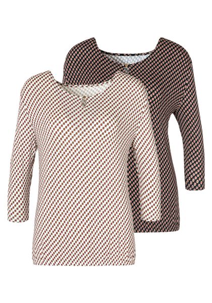 Vivance Rundhalsshirt "mit goldfarbenem Zierknopf am Ausschnitt" 2er-Pack, günstig online kaufen