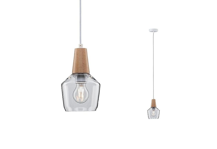 Paulmann Pendelleuchte Neordic Ylvie max. 1x20W Klar/Holz 230V Glas/Holz, o günstig online kaufen