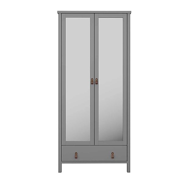 ebuy24 Tromsø Kleiderschrank 2 Spiegeltüren 1 Schublade Grau günstig online kaufen