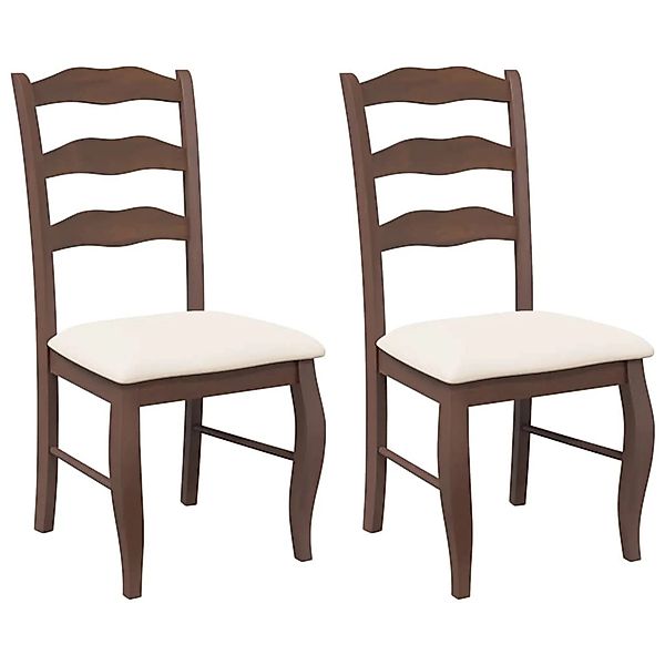 vidaXL Esszimmerstühle mit Kissen 2 Stk Braun Massivholz Gummibaum 4102491 günstig online kaufen