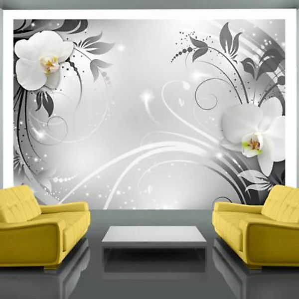 artgeist Fototapete Orchids on silver mehrfarbig Gr. 300 x 210 günstig online kaufen