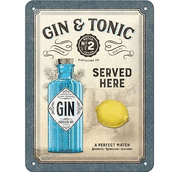 Nostalgic-Art Metallschild Blechschild 15x20 cm - Open Bar - Gin & Tonic Se günstig online kaufen