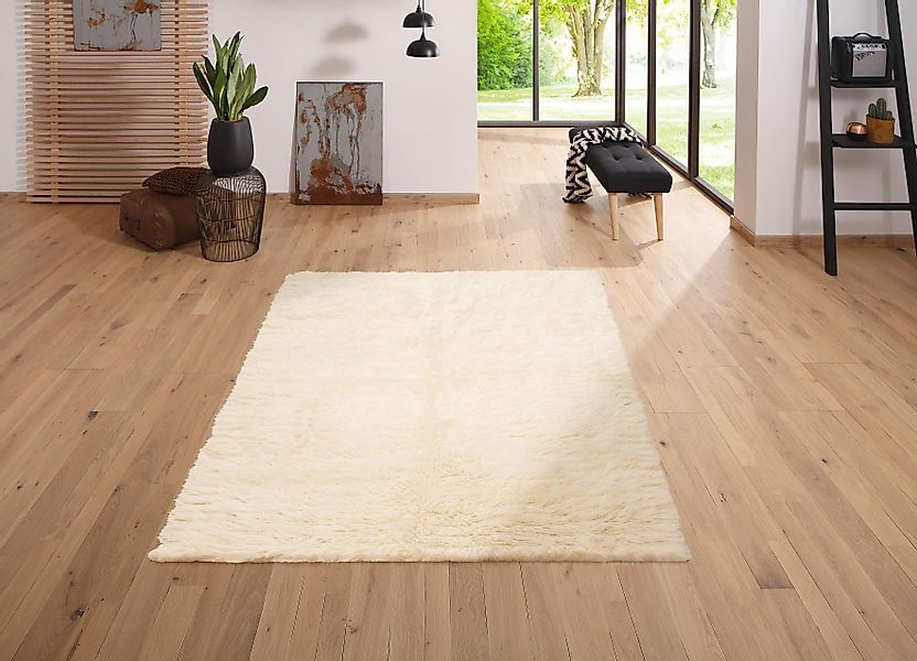 my home Wollteppich »Kjara«, rechteckig, 40 mm Höhe, reine Wolle, Flokati-S günstig online kaufen