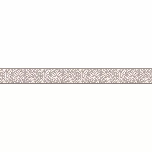 Bricoflor Ornament Tapeten Bordüre in Weiß Grau Selbstklebende Tapetenbordü günstig online kaufen