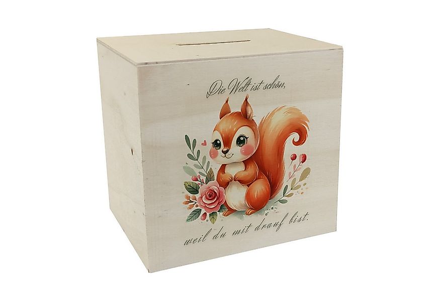 speecheese Spardose Eichhörnchen Spardose aus Holz mit Spruch Die Welt ist günstig online kaufen